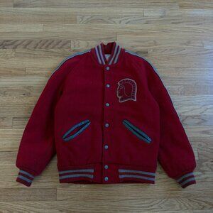 Vintage 1960's Trojans Varsity Wool Jacket Red